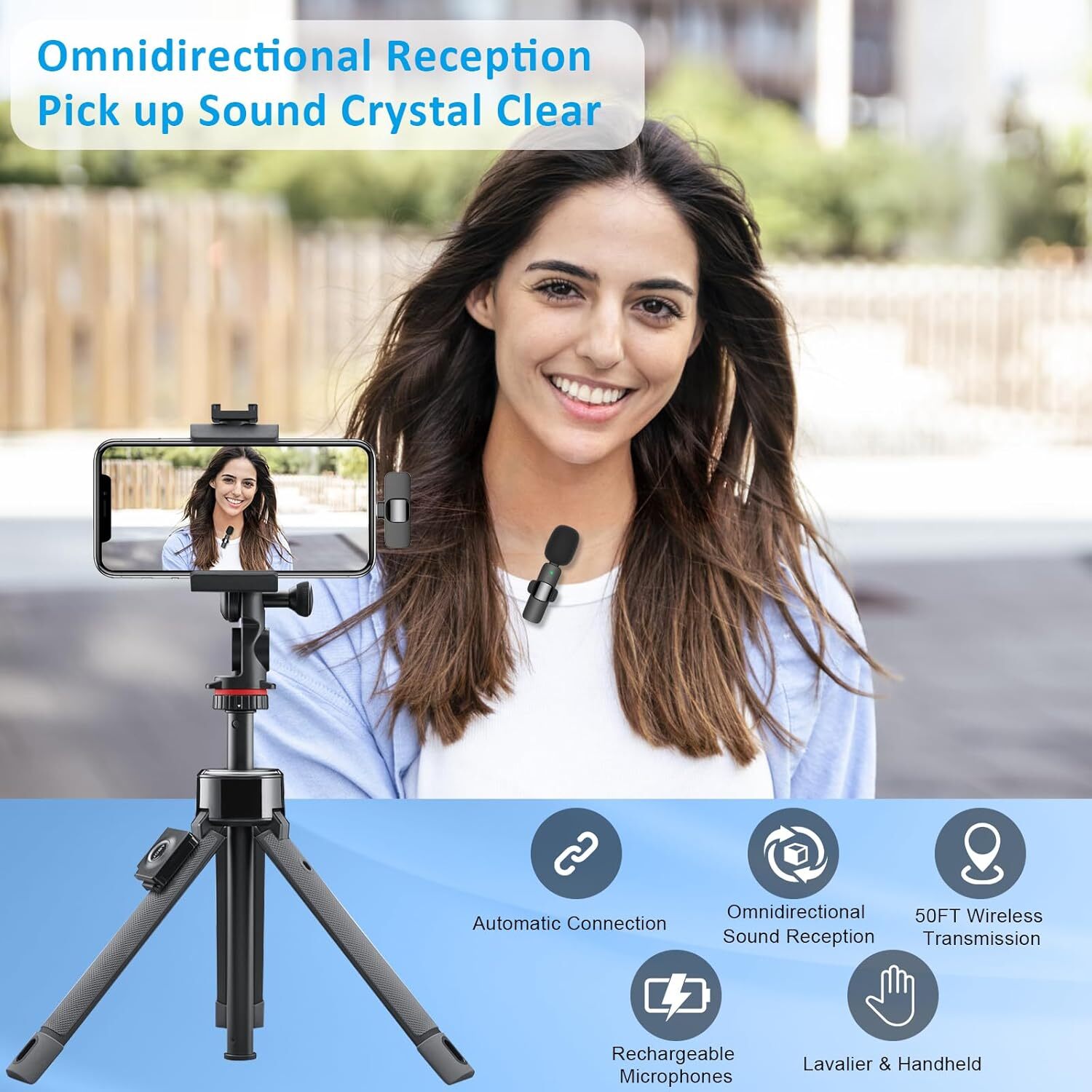 Lavalier Microphone Wireless Audio Video Recording Mini Mic For Android / iPhone