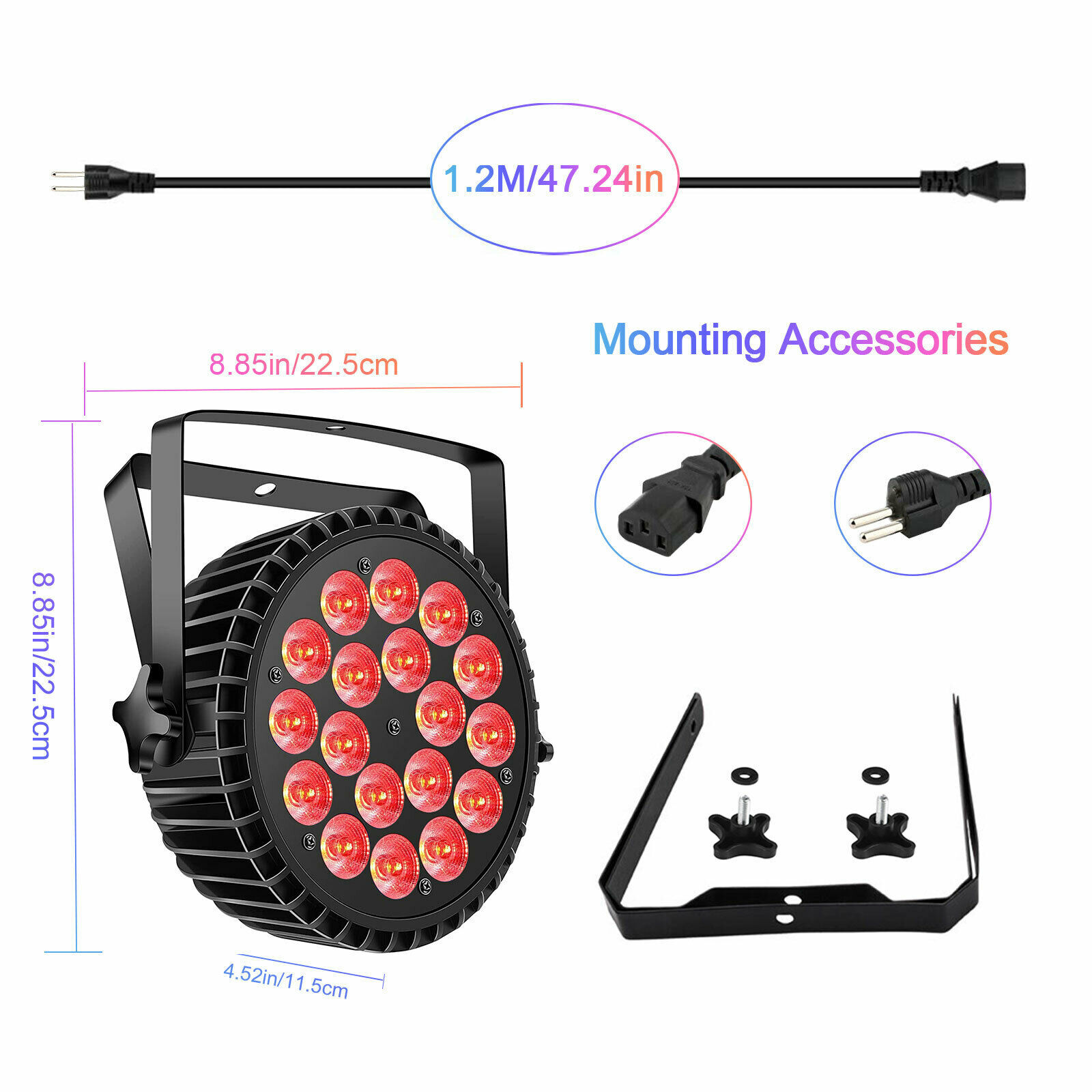 270W 18LED PAR Lights RGBW Stage Lighting DMX DJ Disco Party Show Light W/Stand