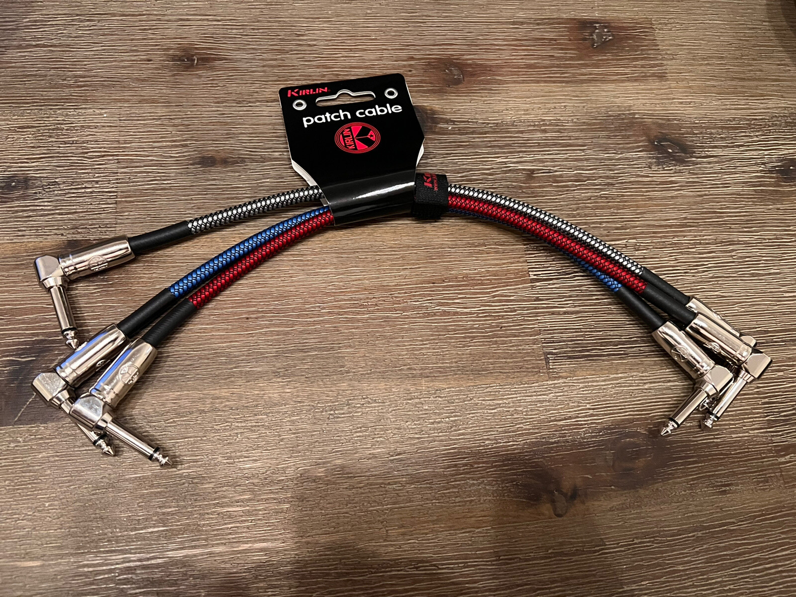 3-PACK 1ft Kirlin 1/4″ Mono Multi Colored Braided Right Angle Patch Cables!