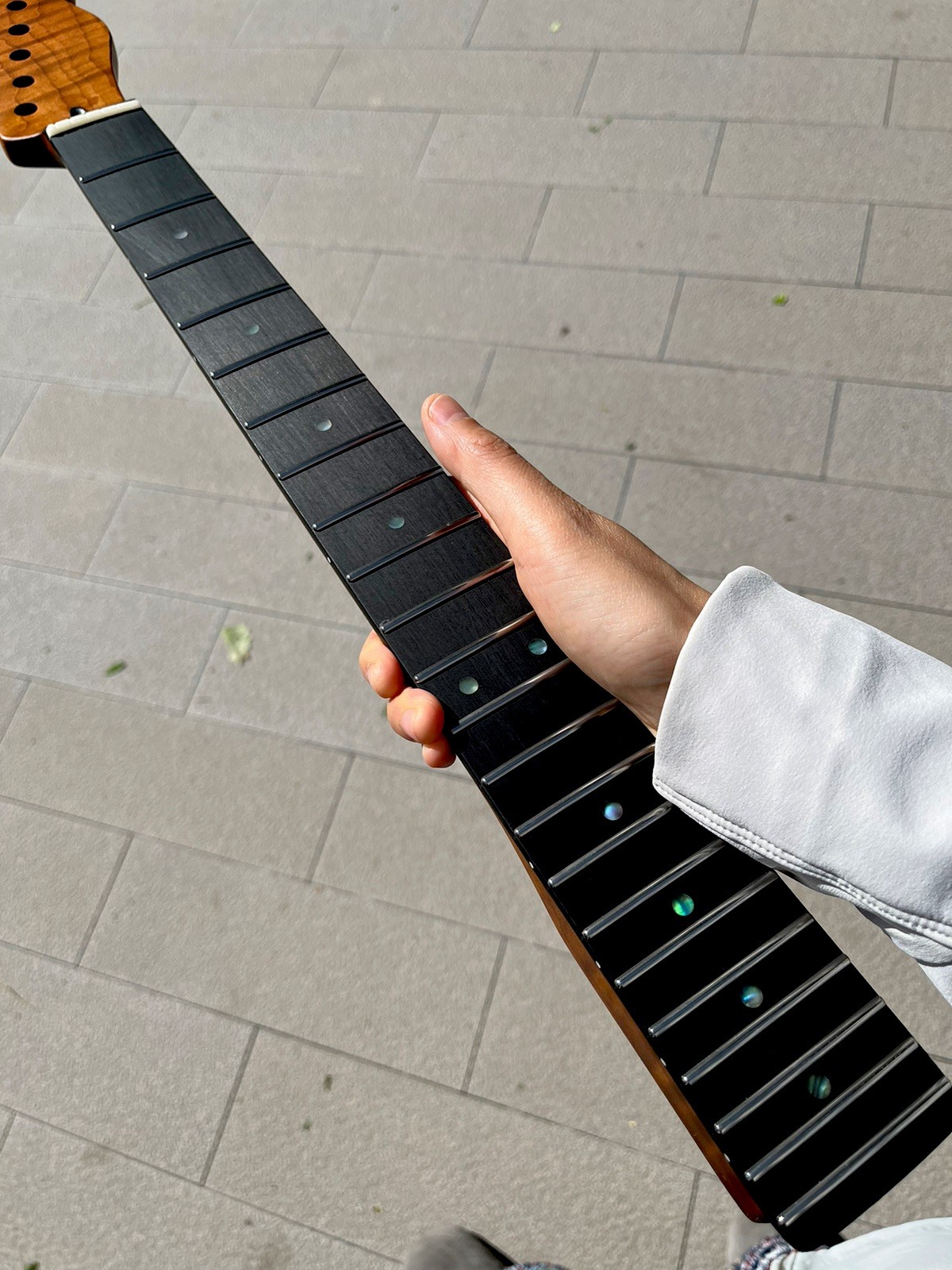 Stainless Ebony Jumbo Frets 22Fret Roasting flame Maple Electric guitar Neck12in