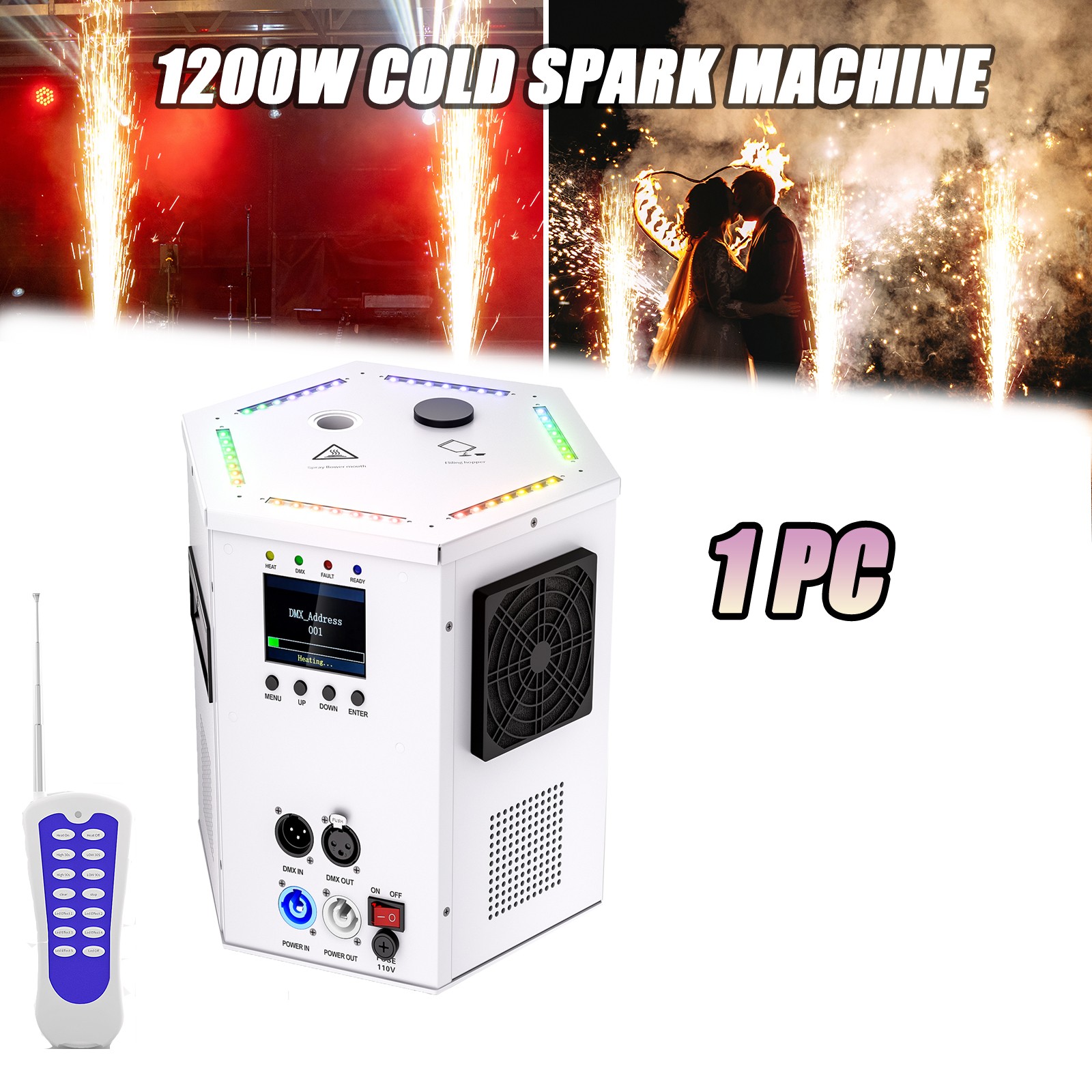 Cold Spark Machine 1200W DMX Firework Machine DJ Stage Effect Wedding Party Show