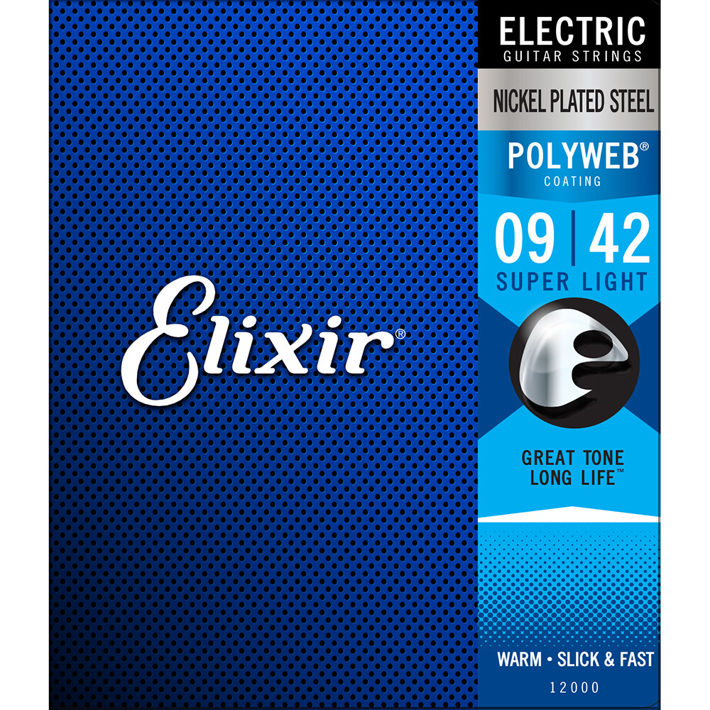 Elixir 12000 Electric Nickel Plated Steel with POLYWEB® Coating Guitar Strings