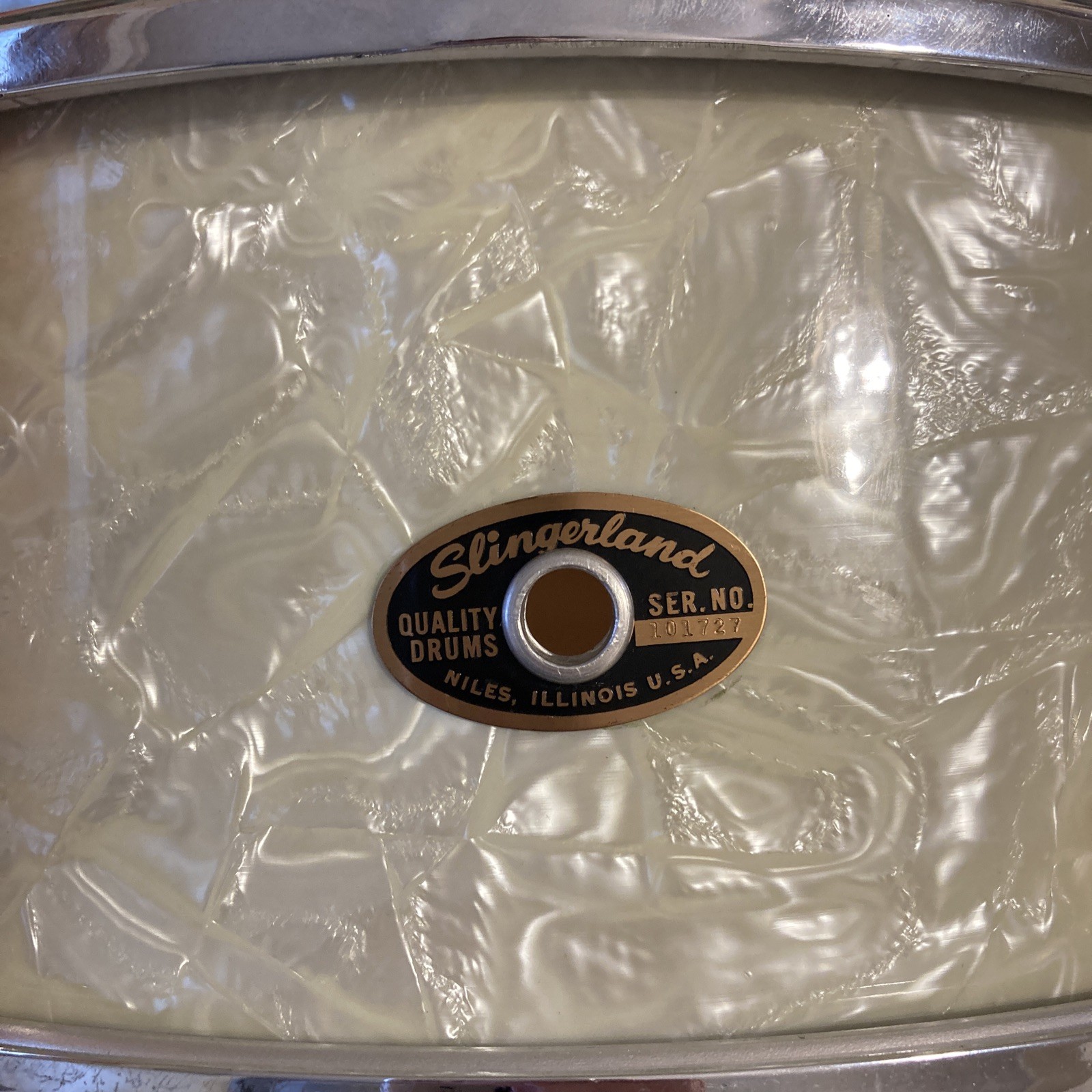 Slingerland Deluxe Student Snare Drum 1966 White Marine Pearl + Canopus *66