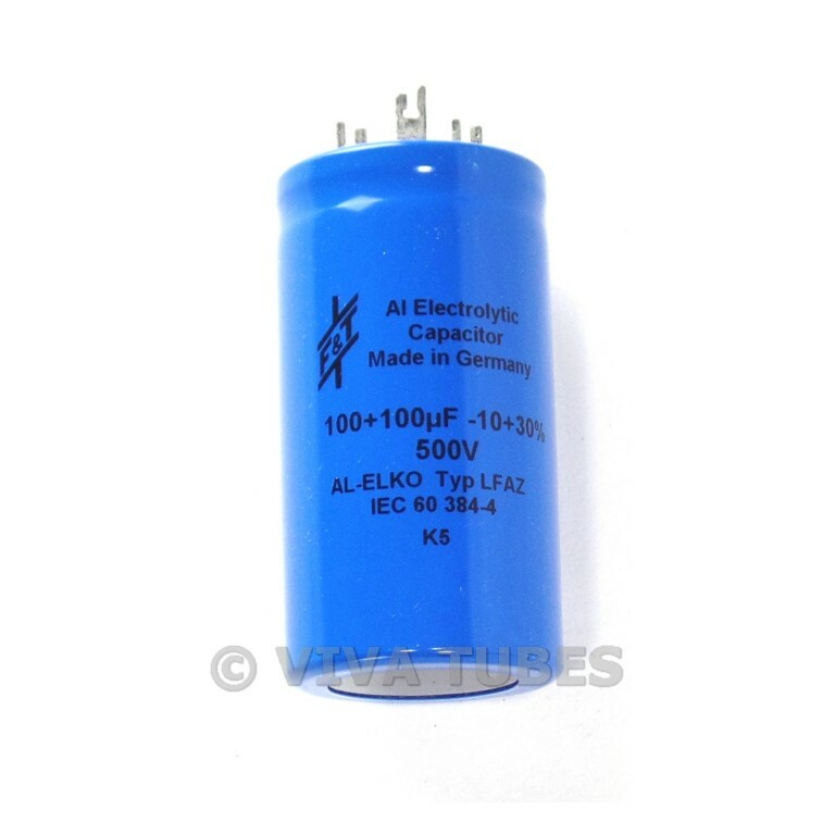 New F&T Germany Dual Section Radial 100uF+100 uF 500V Electrolytic Can Capacitor