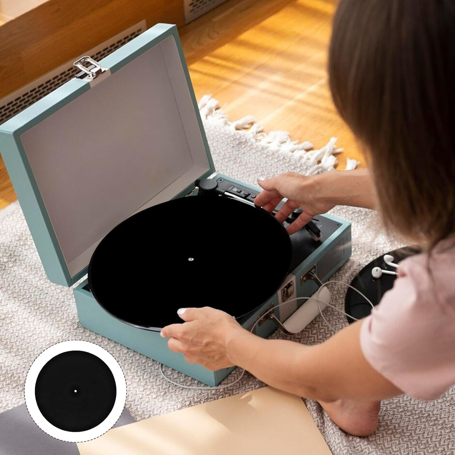 Turntable Mat Black Vinyl Slipmat for Vinyl Turntable Felt Slipmat for Slip M…