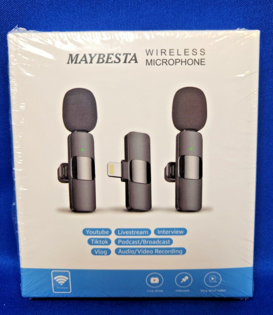 Maybesta Professional Wireless Lavalier Lapel Microphone 2 + 1 Charger Sealed