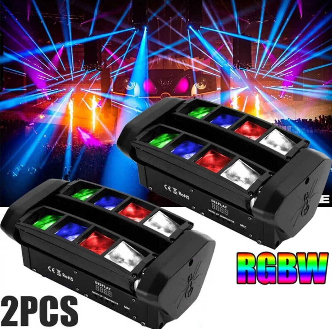2X 8LED Spider Moving Head LED Stage Lighting Beam DJ Light DMX Disco Party Show