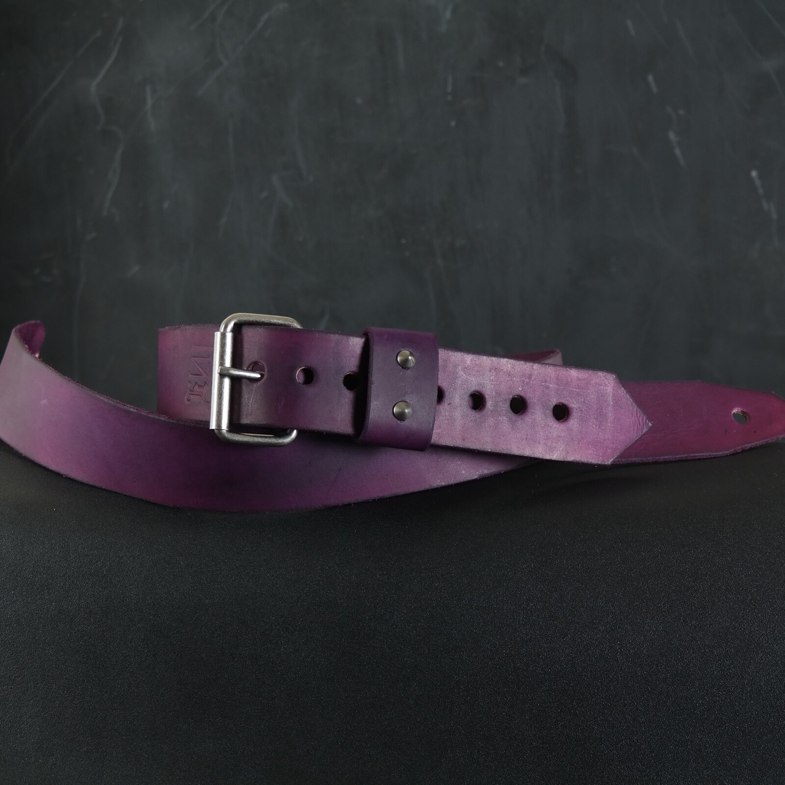 Leather Guitar Strap. Adjustable BUCKLE. 2 inches Wide. Deep Violet