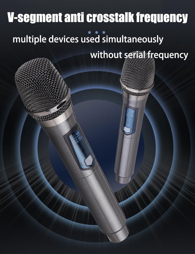2PCS Wireless VHF Professional Microphone Handheld Mic System Karaoke w/Receiver