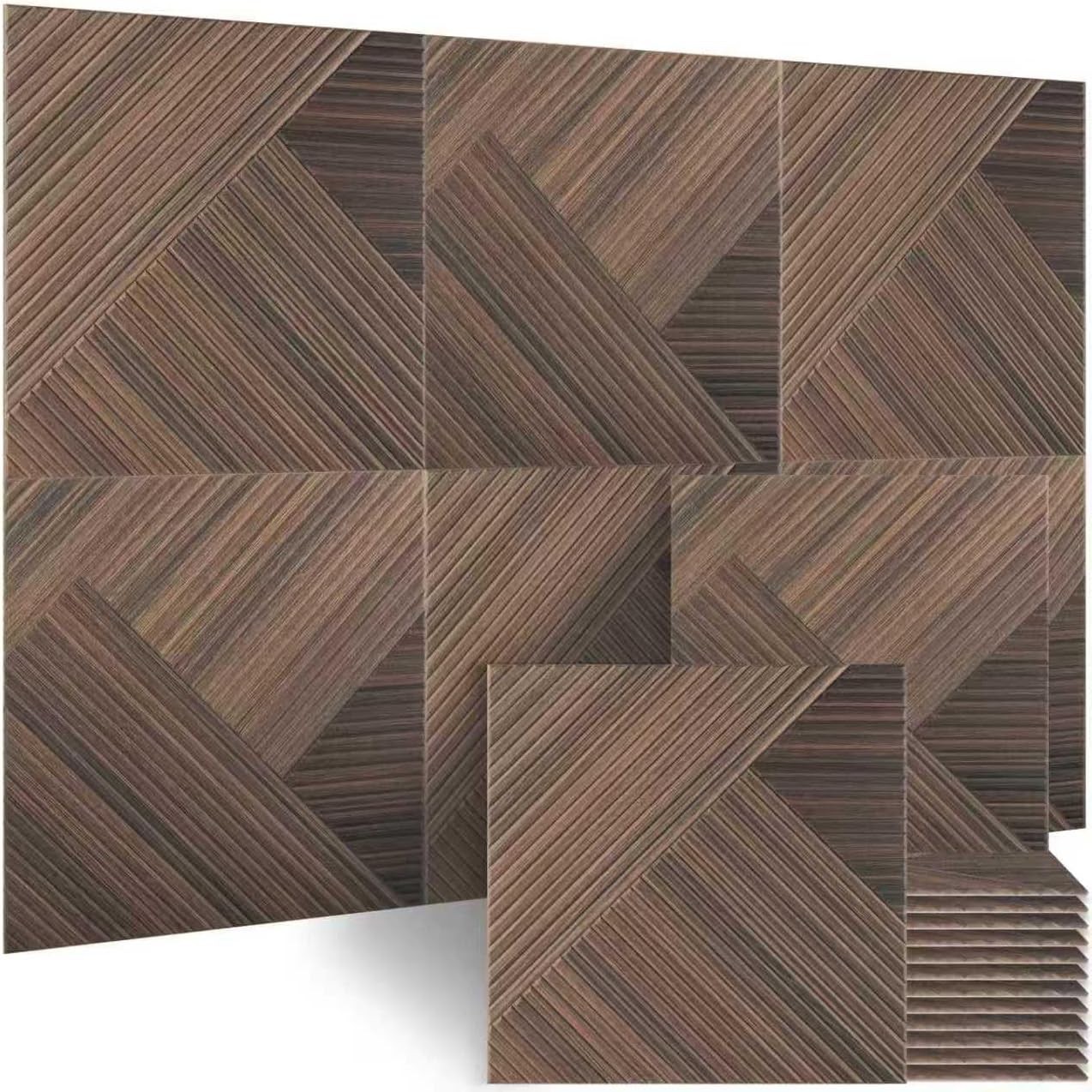 BUBOS 6 Pack Acoustic Wood Wall Panels 23.6in Peel and Stick #R02