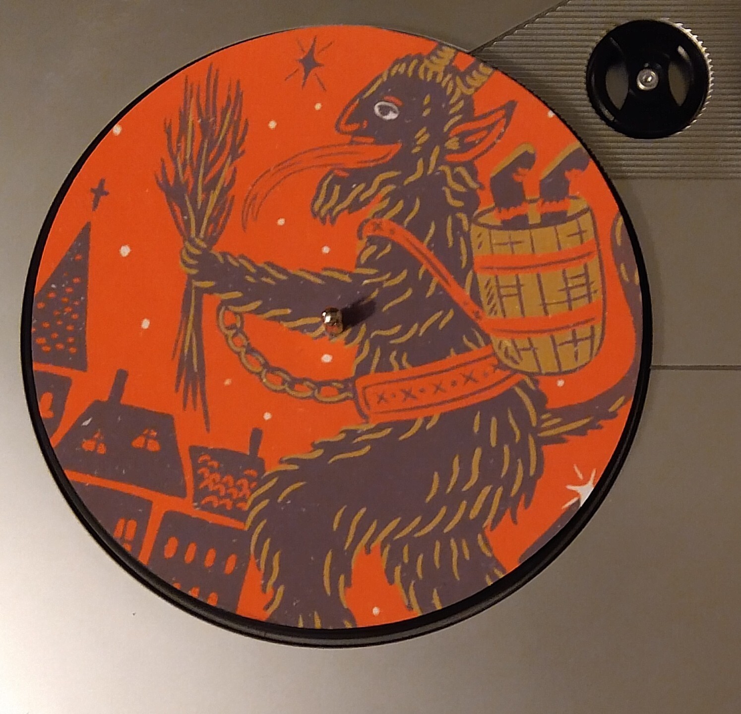 Christmas Krampus #2 7.5 Crosley Victrola Vinyl Record Player Turntable Slipmat