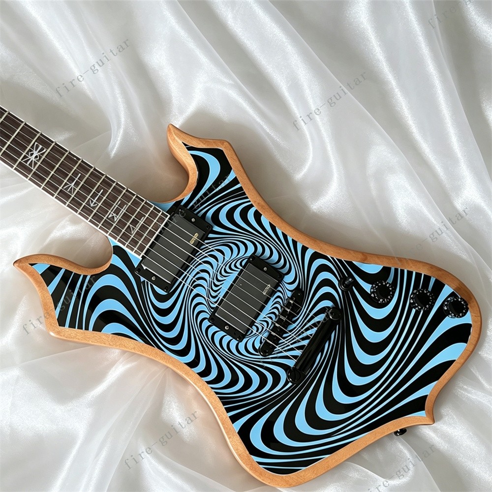 Nomad Solid Electric Guitar Blue Psychic Bullseye Black Vortex Fast Shipping