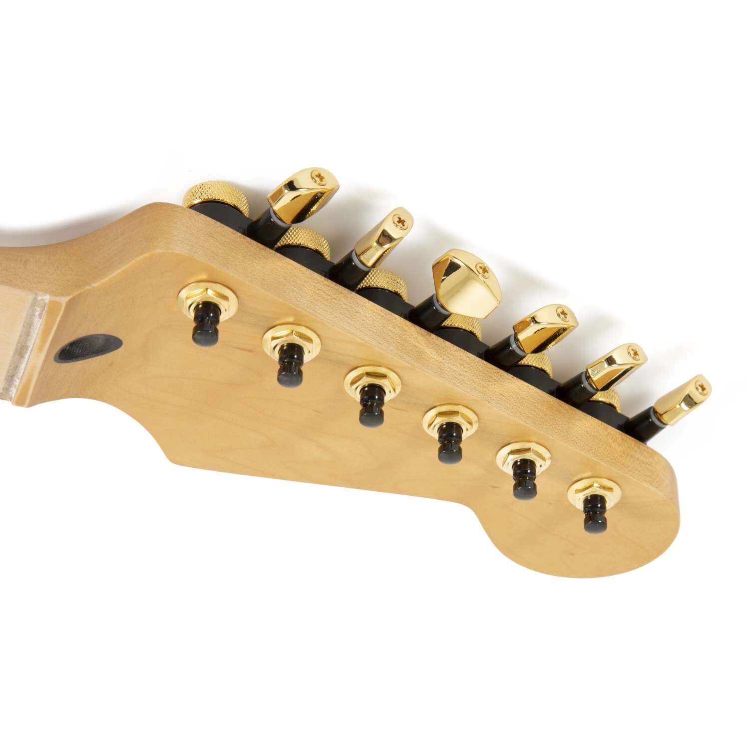 Tone Ninja 20:1 Locking Tuners, 6 Inline Staggered set, Black and Gold