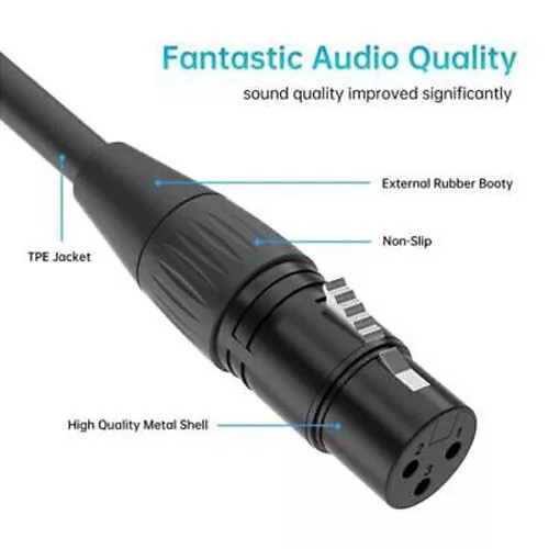 Premium XLR Male to Female All Sizes Microphone Cable Balanced 3 Pin Pro Grade