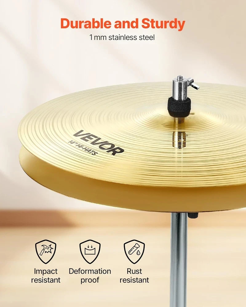 3-Piece Cymbal Pack for Drum Set 14″ 16″ 20″ Crash Ride Hi-Hat Cymbals