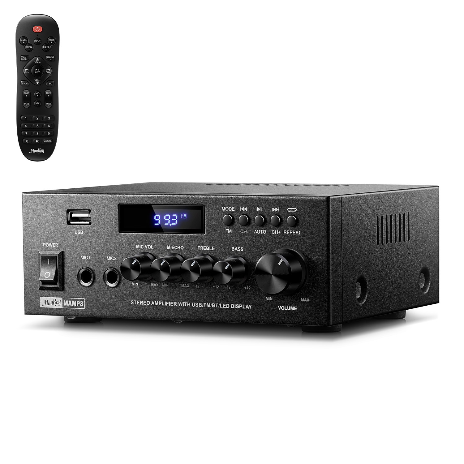 Moukey Stereo Receivers Bluetooth 5.0, 300W 2.0 Channel Power Audio Amplifier