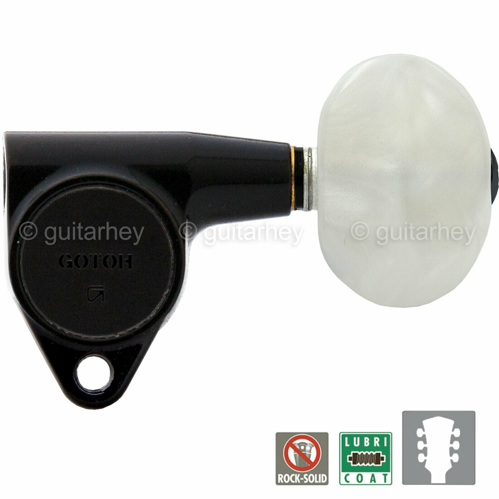 NEW Gotoh SG301-P1 Tuning Keys L3+R3 w/ Large PEARLOID Buttons Set 3×3 – BLACK