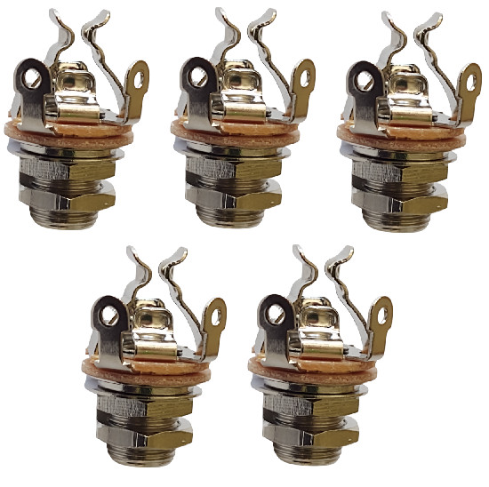 5 Pack Pure Tone Multi Contact Mono 1/4″ Output jack, PTT1-N w/ 2 nuts each
