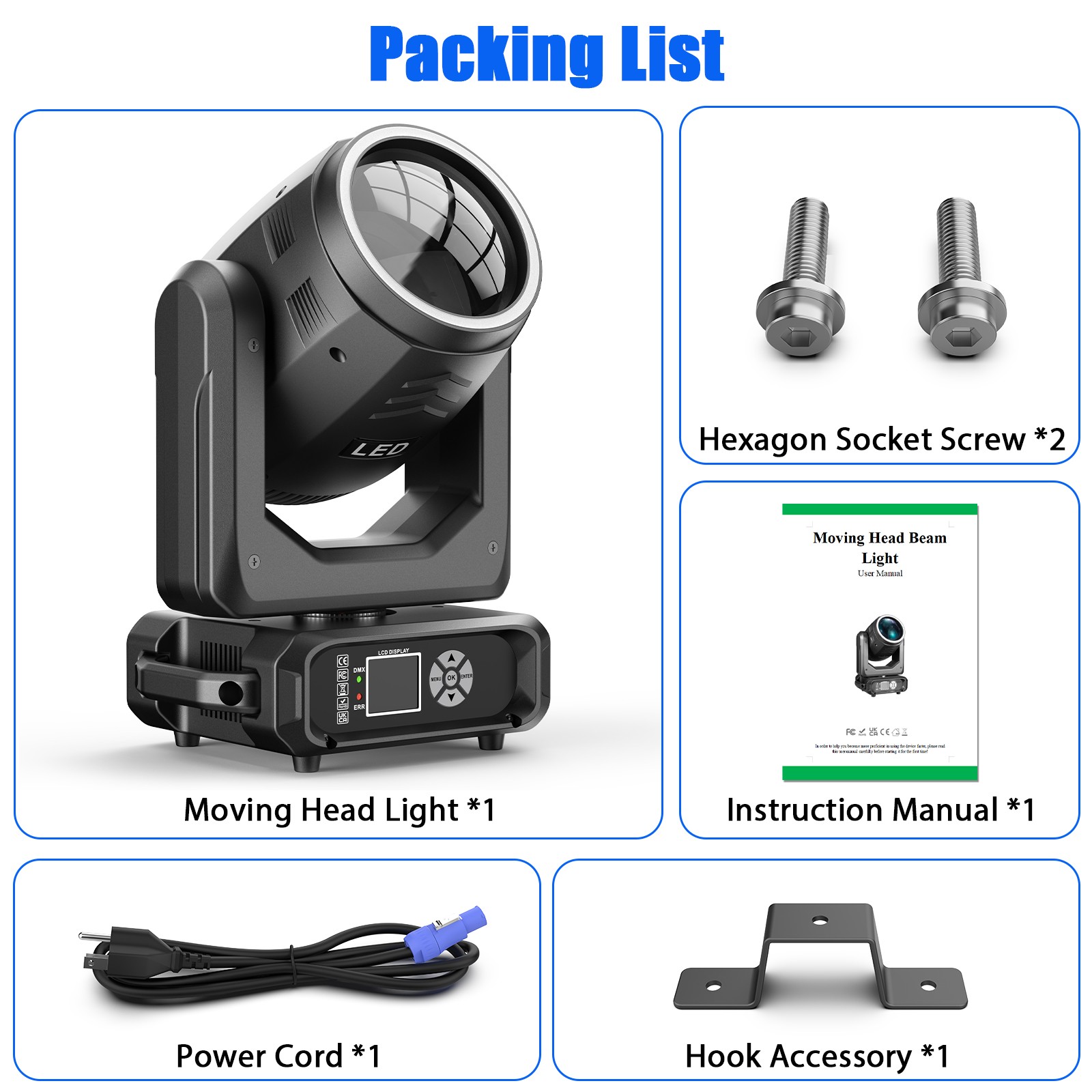 4x 250W LED Moving Head Light Gobo Beam Stage DJ Disco Bar DMX Effect Lighting