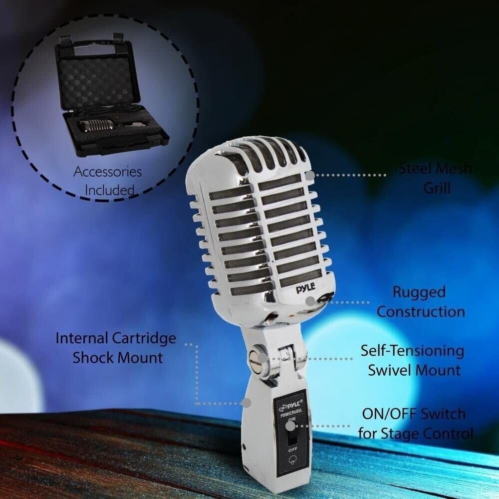 Pyle Classic Retro Dynamic Vocal Microphone – Old Vintage Style with XLR Cable