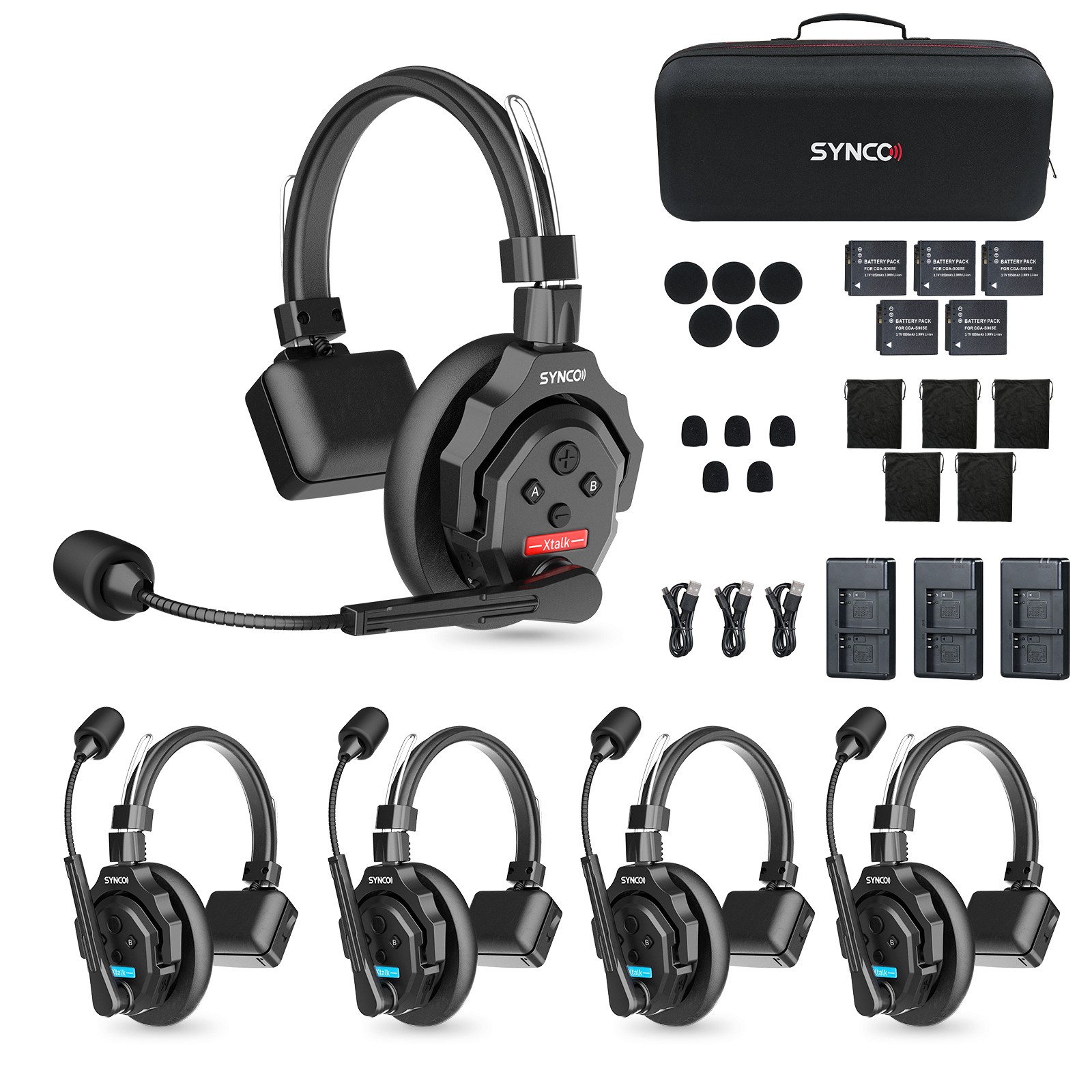 SYNCO XTALK X5 Wireless Intercom Headset System 2.4GHz Full Duplex 350M/1148FT