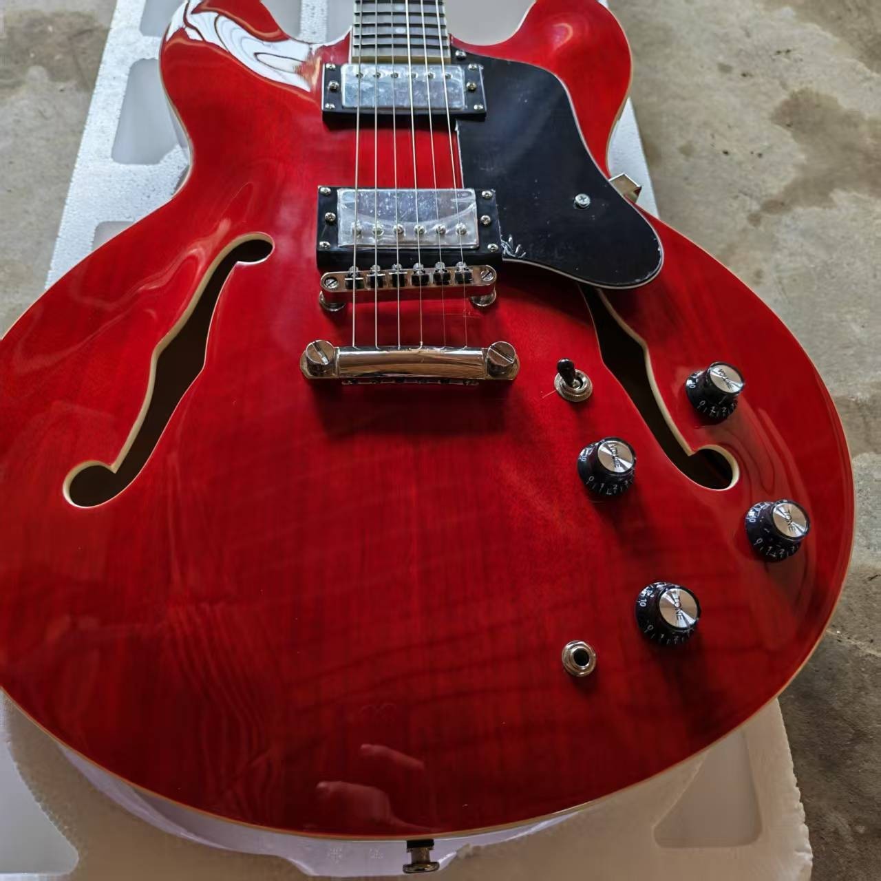 335 Dot Semi-Hollow Jazz Cherry Red Electric Guitar HH Pickups 6Strings ShipUS