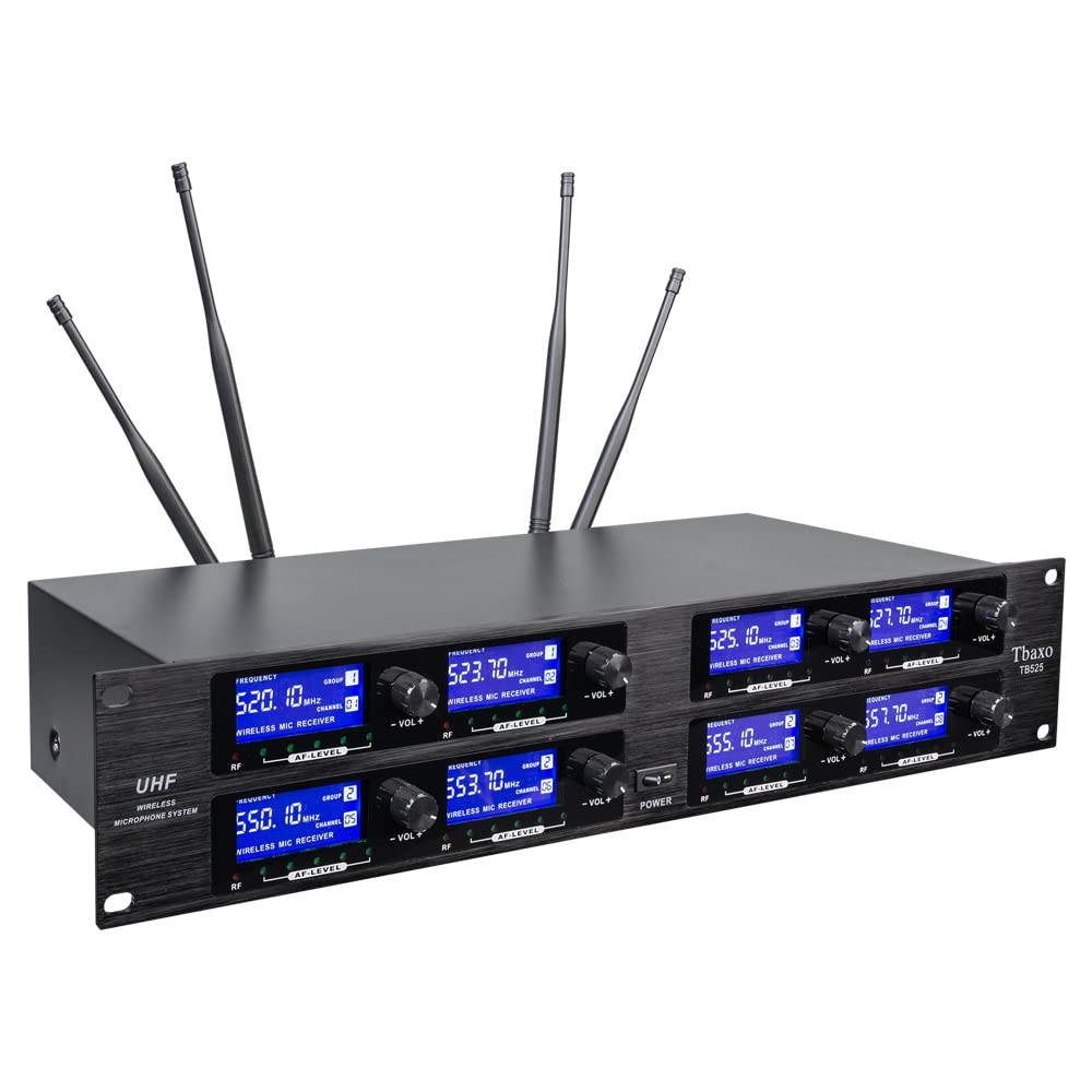 Wireless Microphone System UHF 8 Channel Lavalier Lapel Mic Headsets Bodypacks