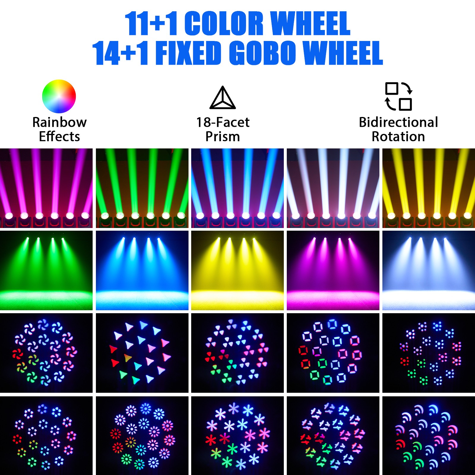 4x 250W LED Moving Head Light Gobo Beam Stage DJ Disco Bar DMX Effect Lighting