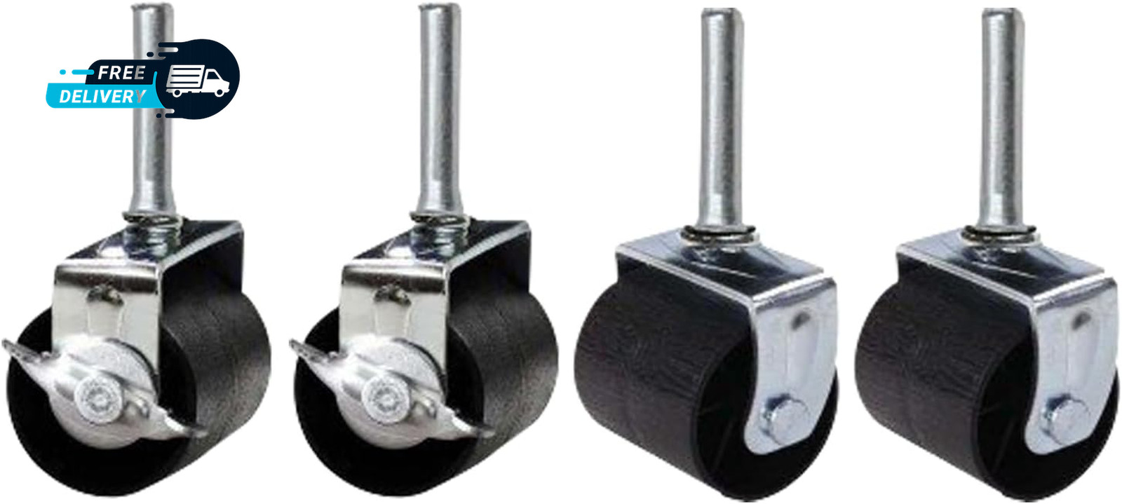 Heavy Duty Caster Wheels for Bed Frame ~Set of 4~ (2 Locking & 2 None Locking)