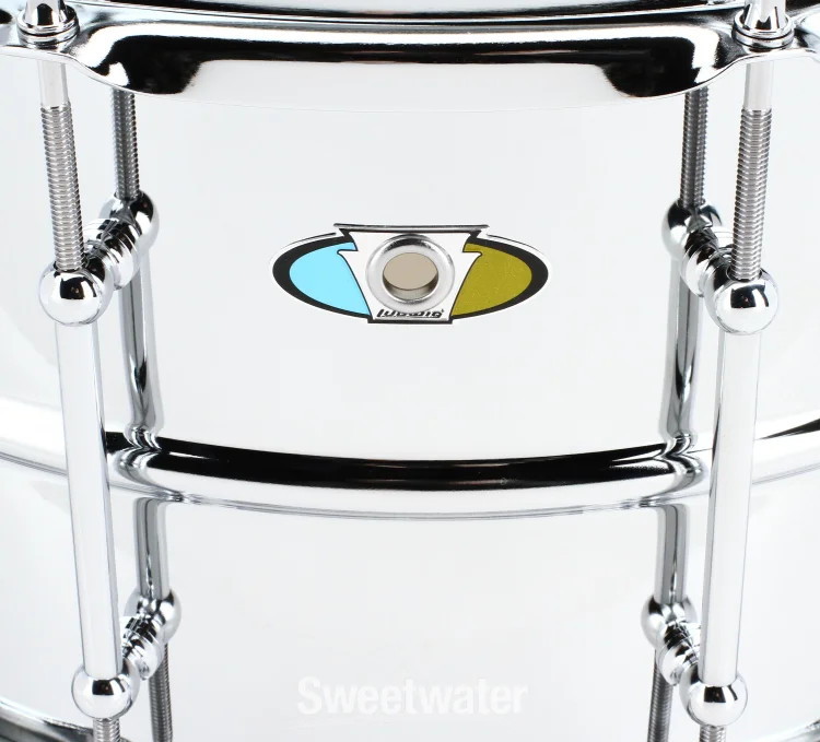 Ludwig Supralite Steel Snare Drum – 8 inches x 14 inches, Polished