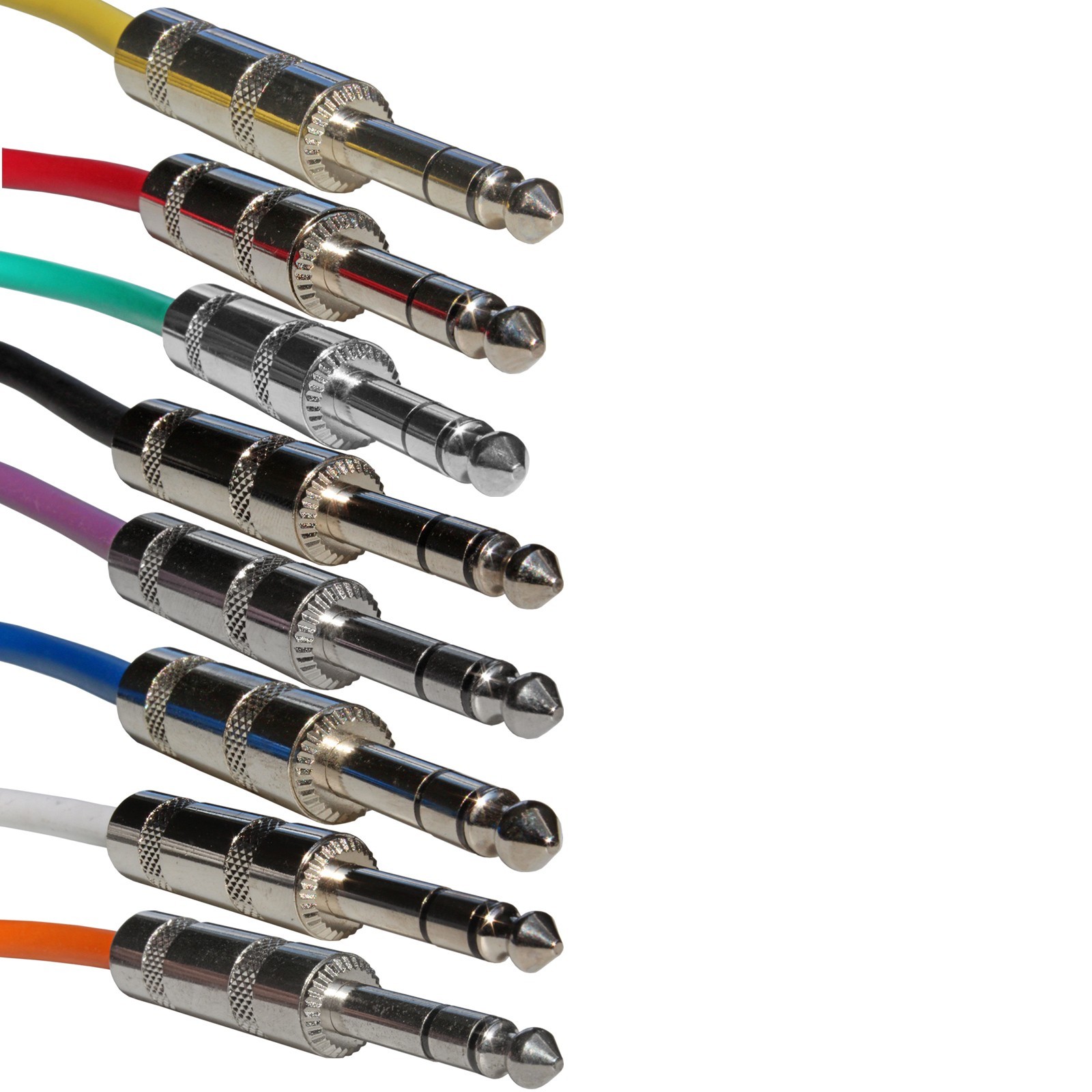 8 pack colored 6 ft foot 1/4 TRS stereo shielded balanced audio patch cable cord