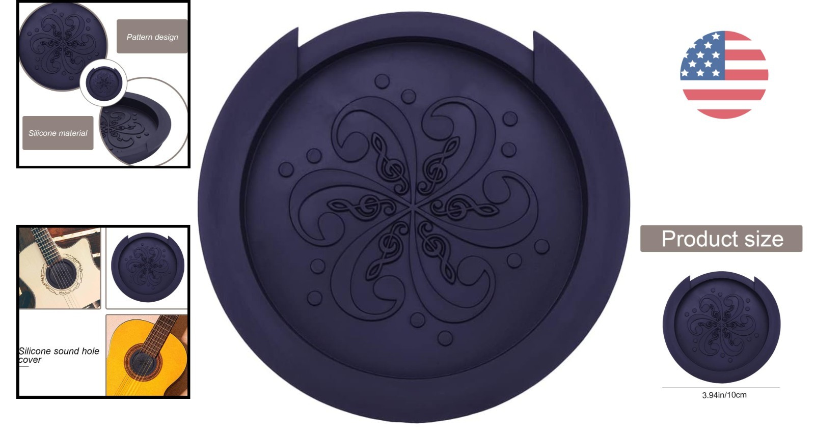 Feedback Buster Sound Hole Cover – 10cm Rubber Protector for Acoustic Guitars