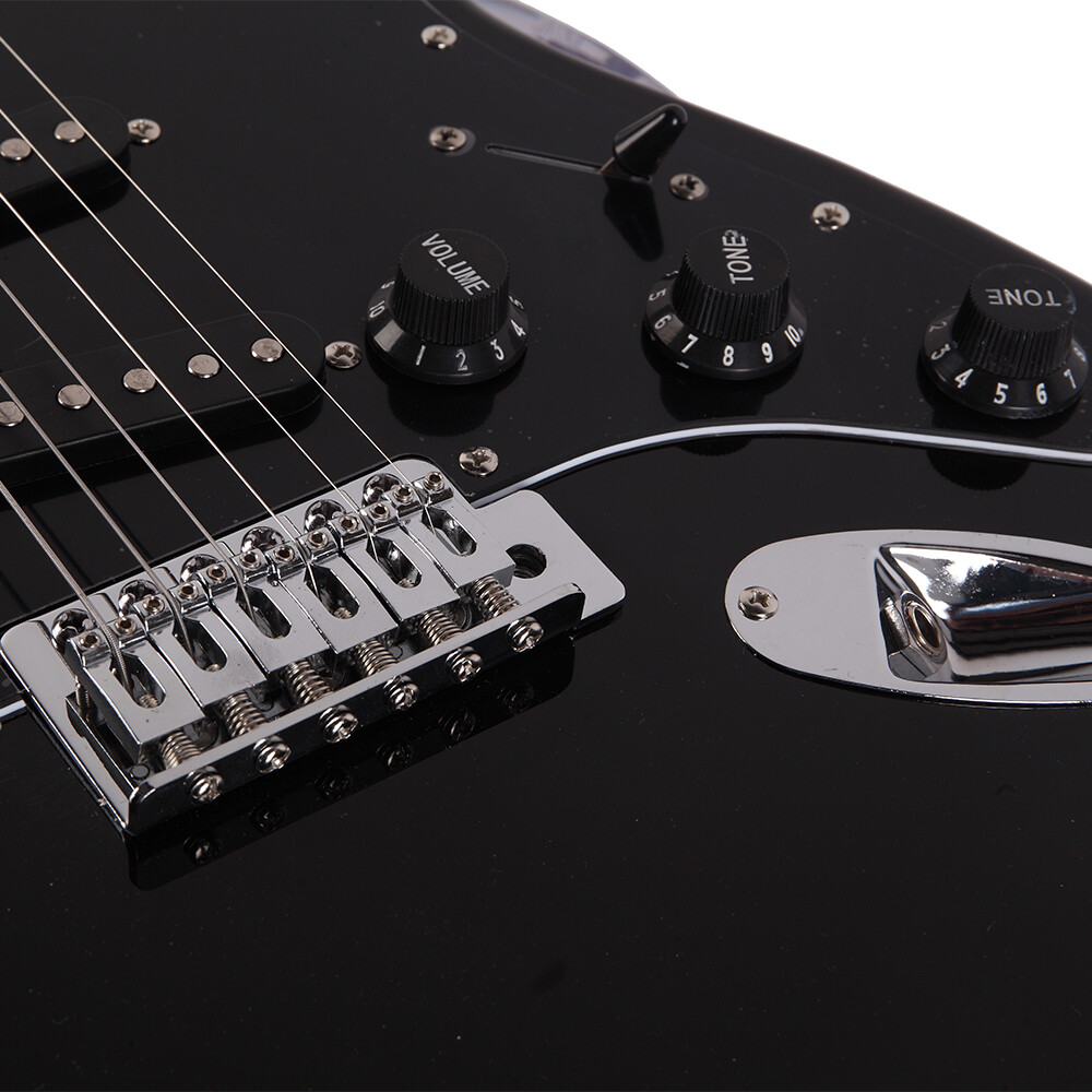GST Stylish 6 String Electric Guitar Kit with Pickguard Black