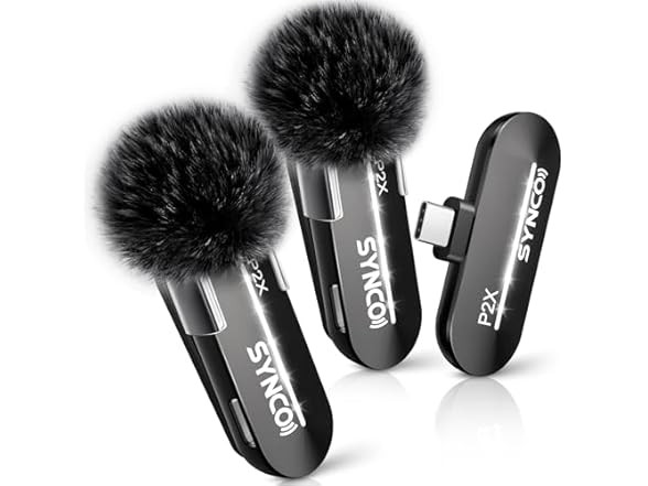SYNCO 2 Mics Wireless Lavalier Microphone, USB-C Wireless Microphones for iPhone