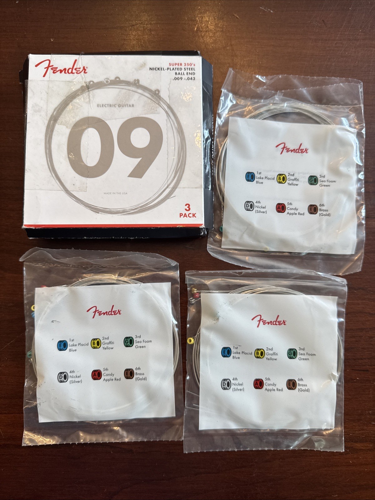 Fender Strings Super 250’s Nickel PLATED STEEL BALL END .009-.042 – 3 Sets