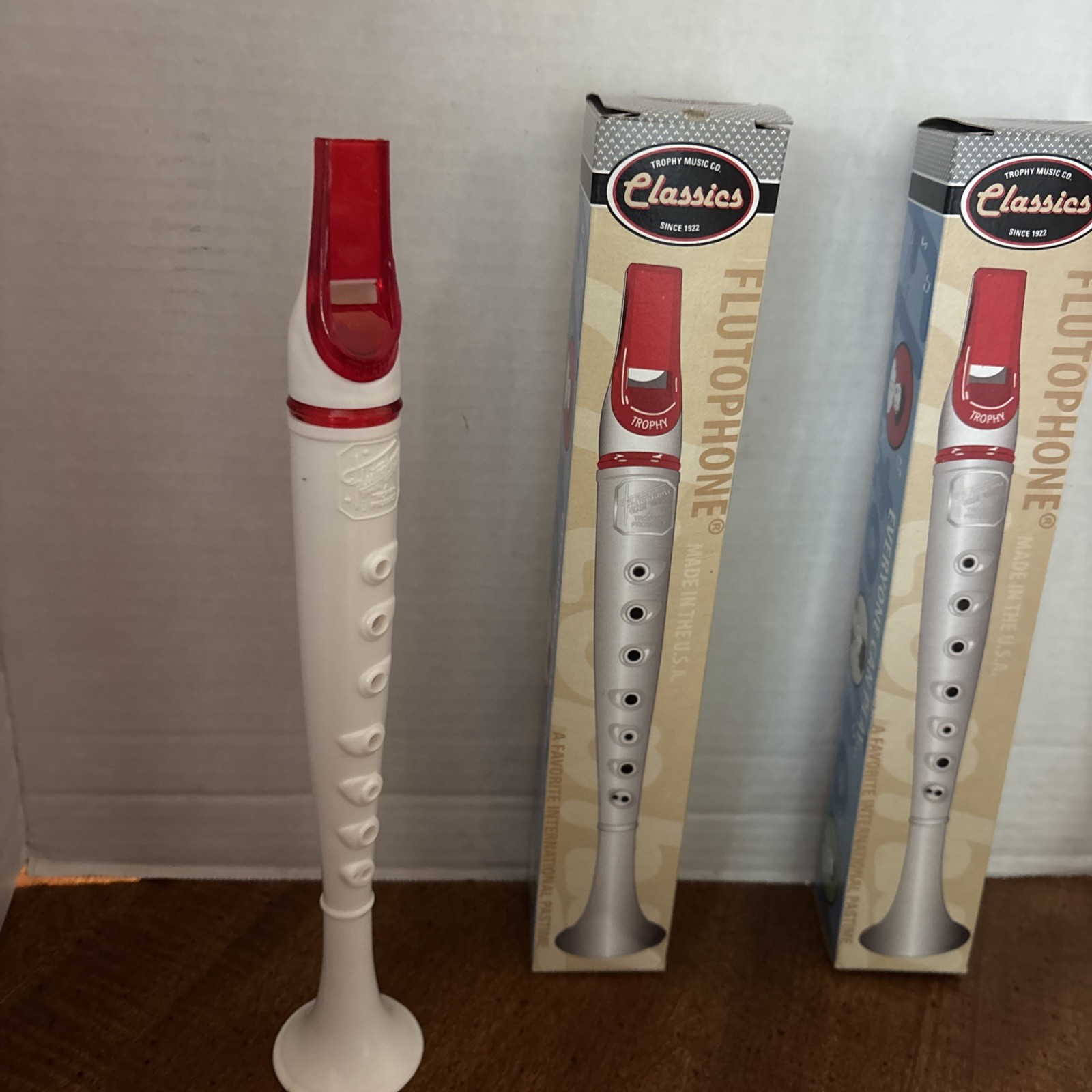 Set of 2 Trophy FLUTOPHONE Musical Instrument White & Red Grotro Cleveland NEW