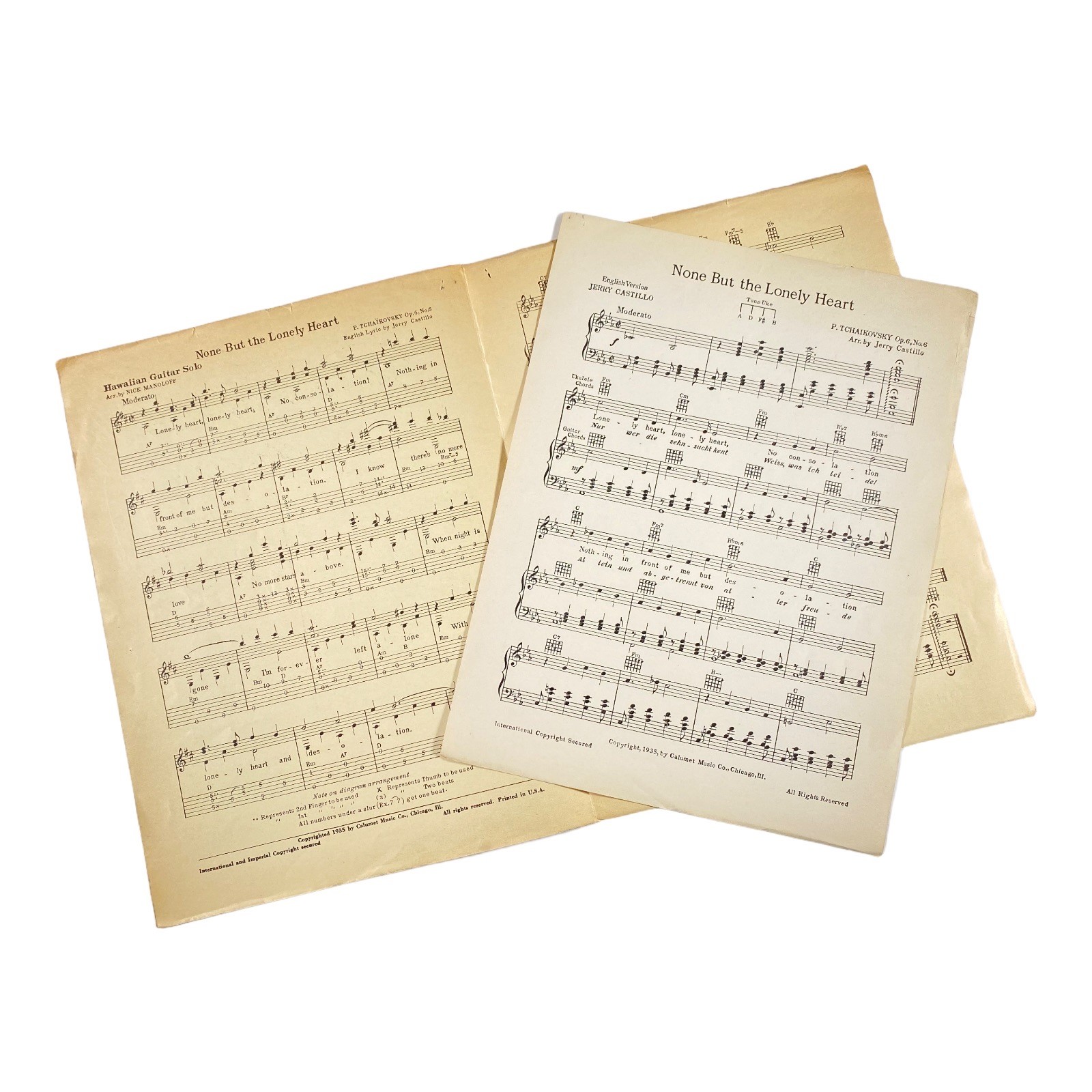 1935 None But The Lonely Heart – Tchaikovsky – Eleanor Jarrett – Sheet Music