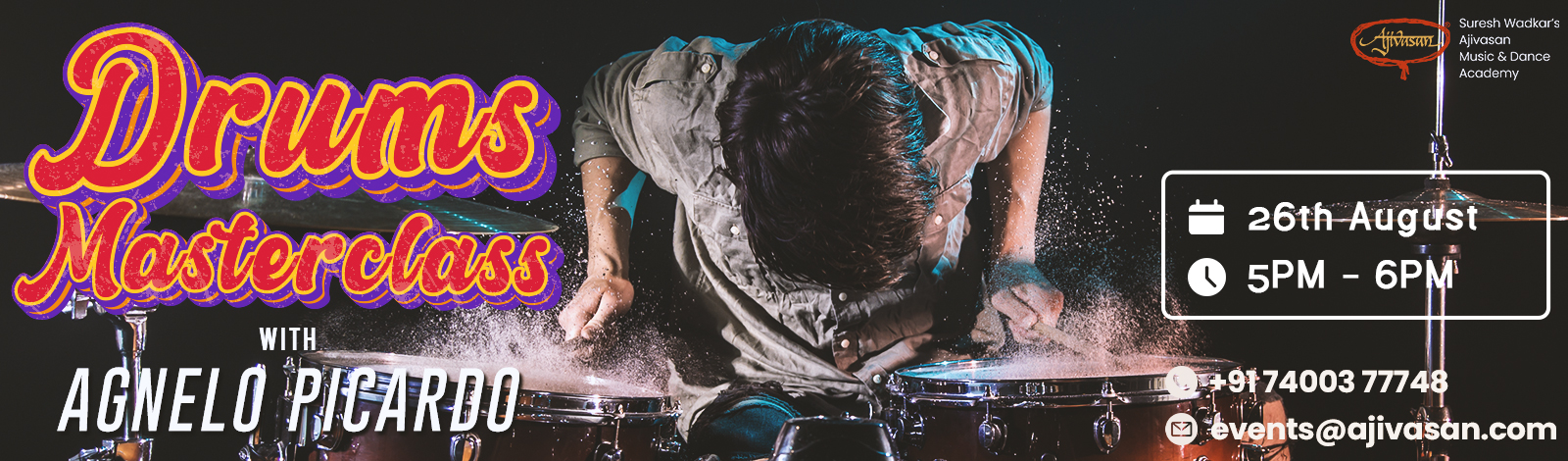 Drum Creative Website Banner 02 Ajivasan Music and Dance Academy