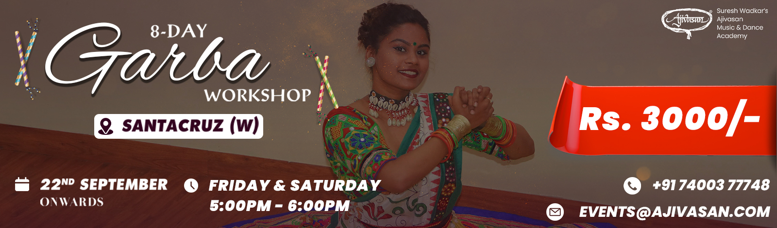Garba Workshop Website Banner 1600x470 1 Ajivasan Music and Dance Academy