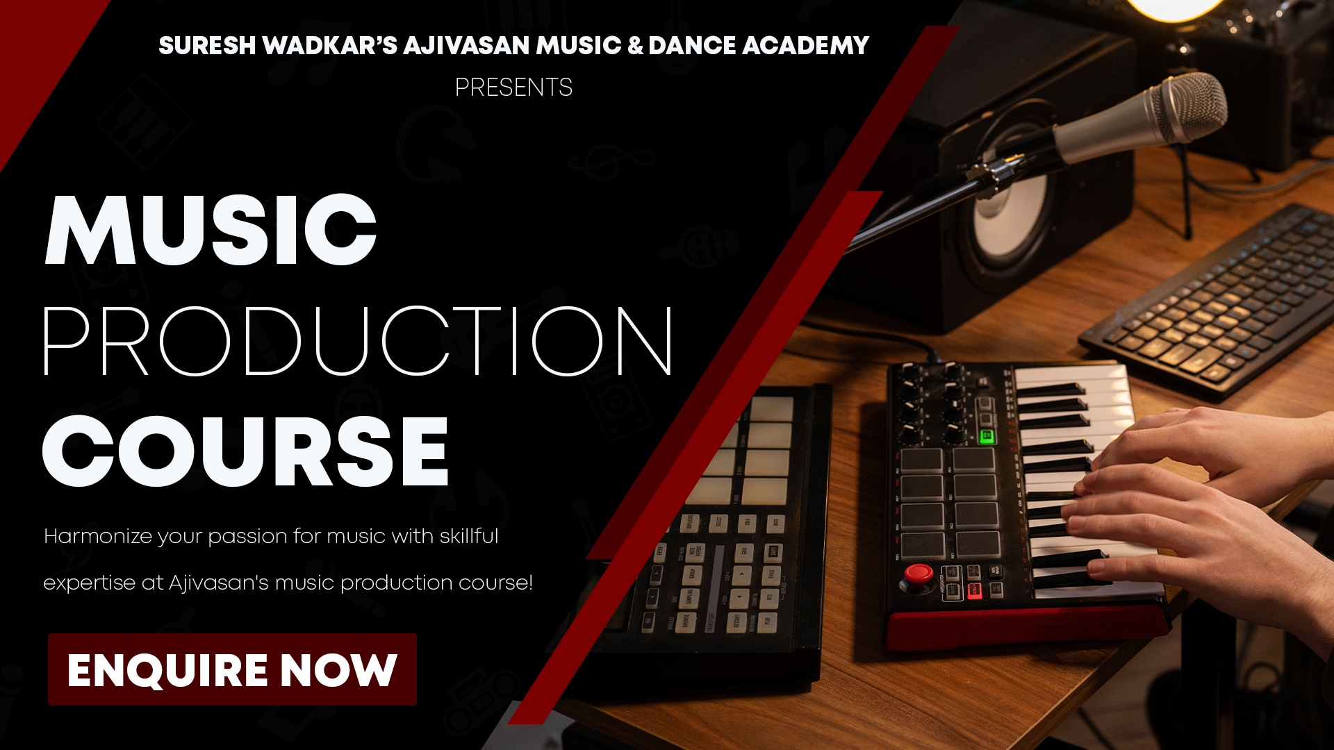 Music Production Title Slide Ajivasan Music and Dance Academy